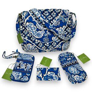 NEW Vera Bradley Blue Lagoon Set Crossbody Purse Double Eye Case Wristlet Retire